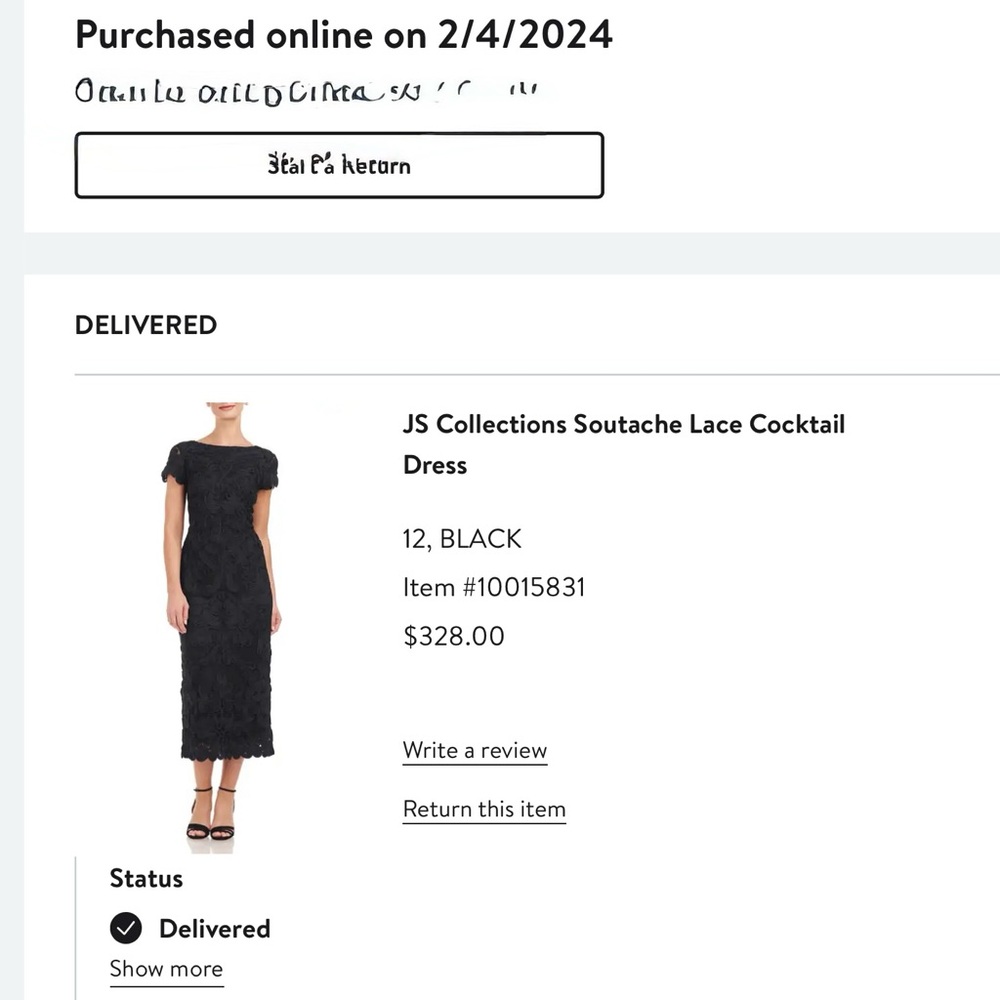 JS Collections Black Sheath Midi Cocktail Dress
